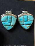 Navajo Turquoise 8 & Sterling Silver Rolled Berry Stud Earrings