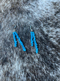 Navajo Sterling Silver & Turquoise Beaded Dangle Earrings DBL Strand