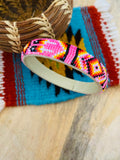 Navajo Made Beaded Leather Bangle Bracelet