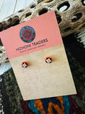 Navajo Handmade Beaded Stud Earrings-gray