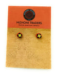 Navajo Handmade Beaded Stud Earrings- yellow